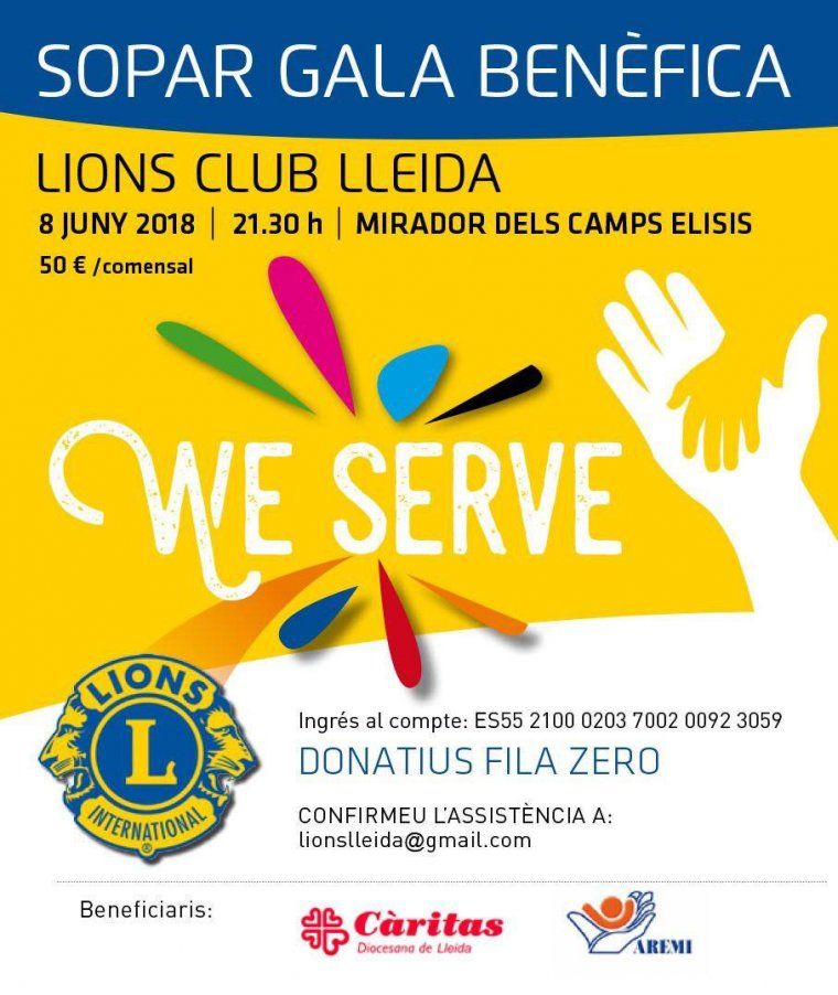 Cartell de la gala benèfica que organitza Lions Club Lleida.