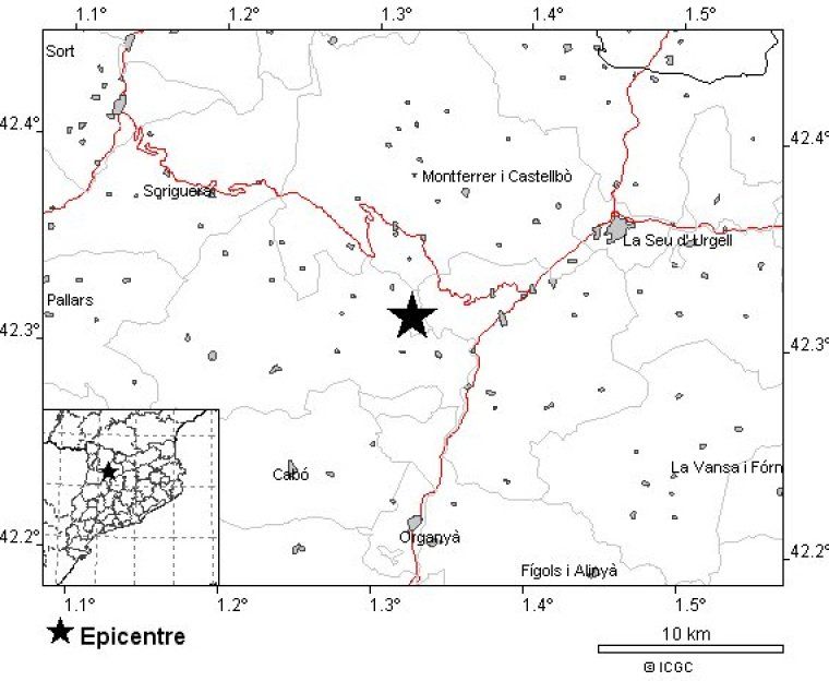 Registrat un sisme de 2,5 graus prop de la Seu d’Urgell