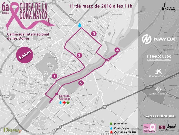 Itinerari de la Cursa de la Dona de Lleida 2018.