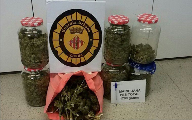 La Guàrdia Urbana de Lleida deté dos persones amb 1.790 grams de marihuana