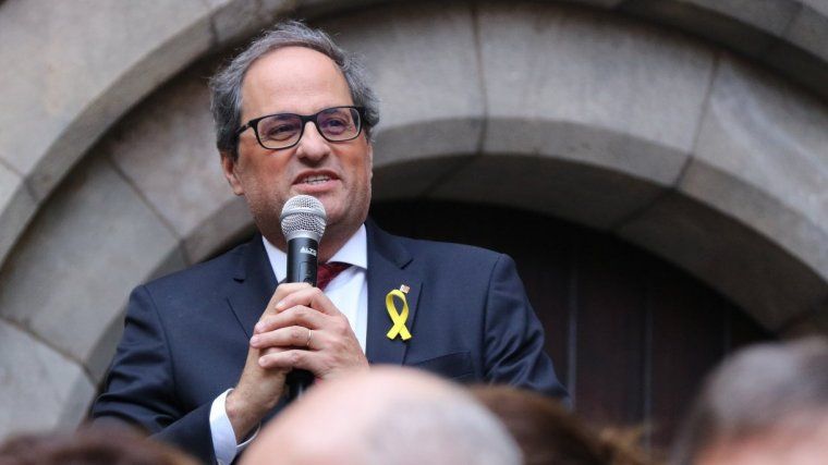 Quim Torra, en un acte a la plaça Sant Jaume de Barcelona