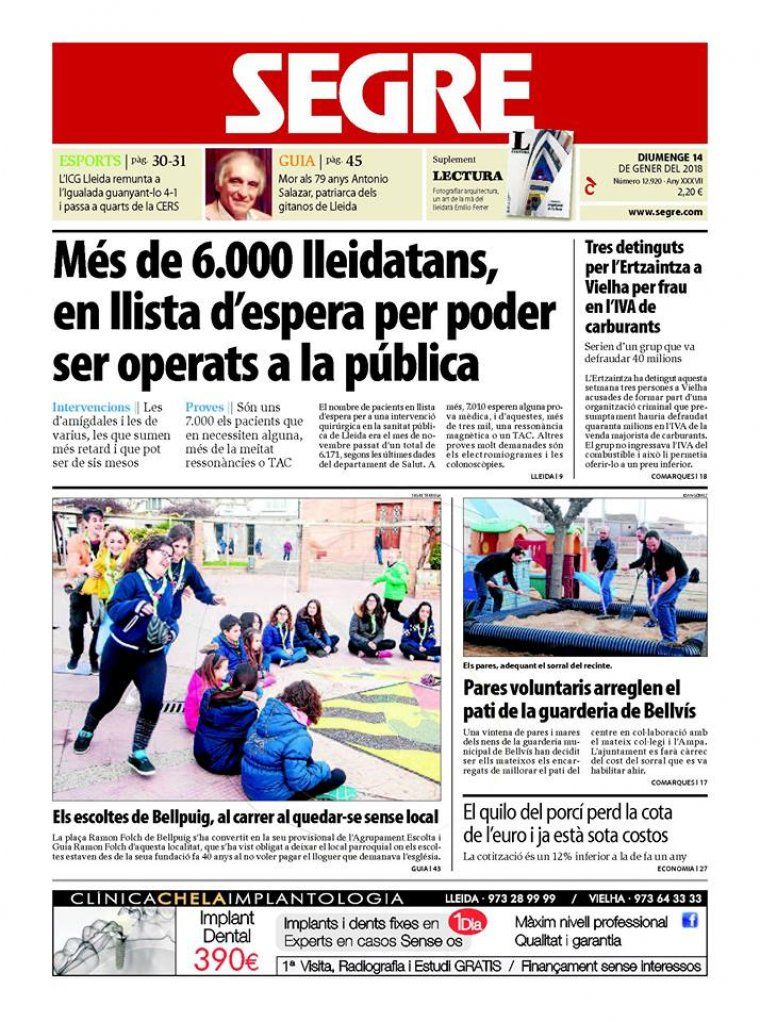 Segre, dia 14 de gener de 2018